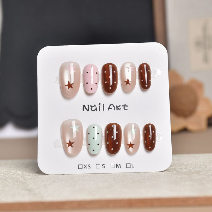 Artistic Star-Embellished Press-On Nail Set Kalsten
