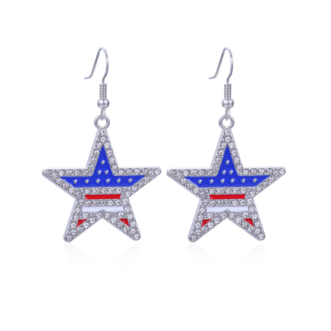 Women's long multi-layer star drop earrings with crystal embellishments and rhodium-plated alloy Kalsten