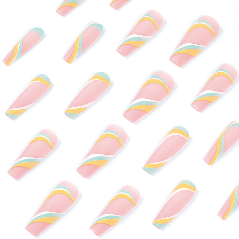 Artificial nail extensions with modern wave design Kalsten
