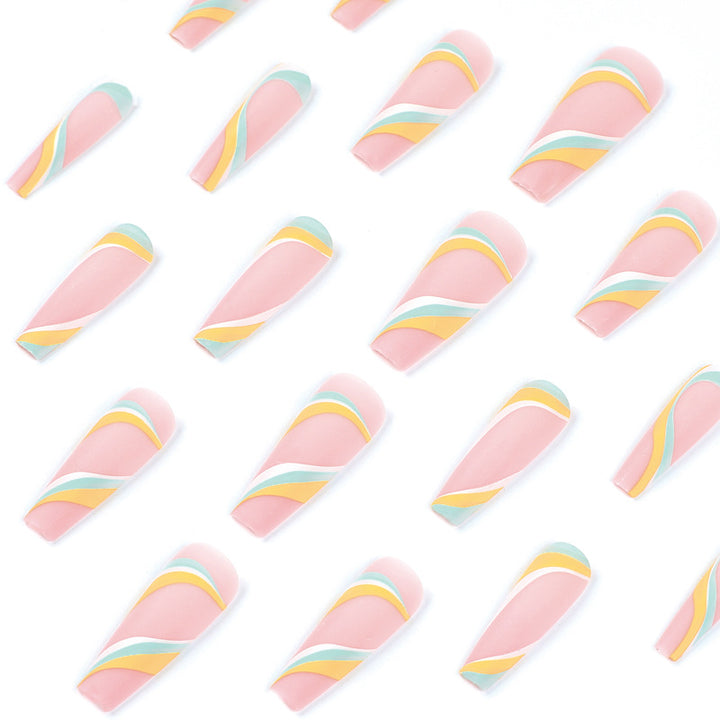 Artificial nail extensions with modern wave design Kalsten