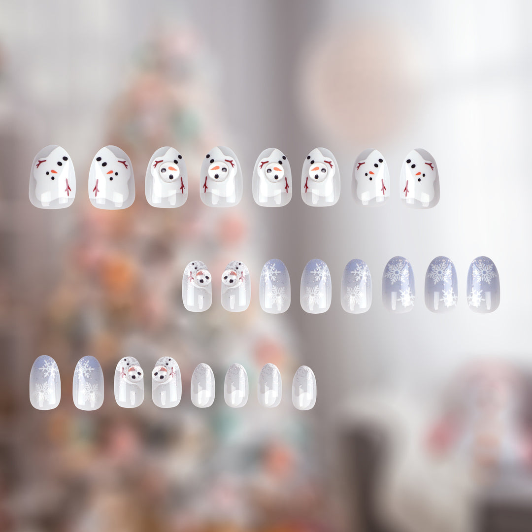 Artful Winter Nail Extensions with Snowman Design Kalsten