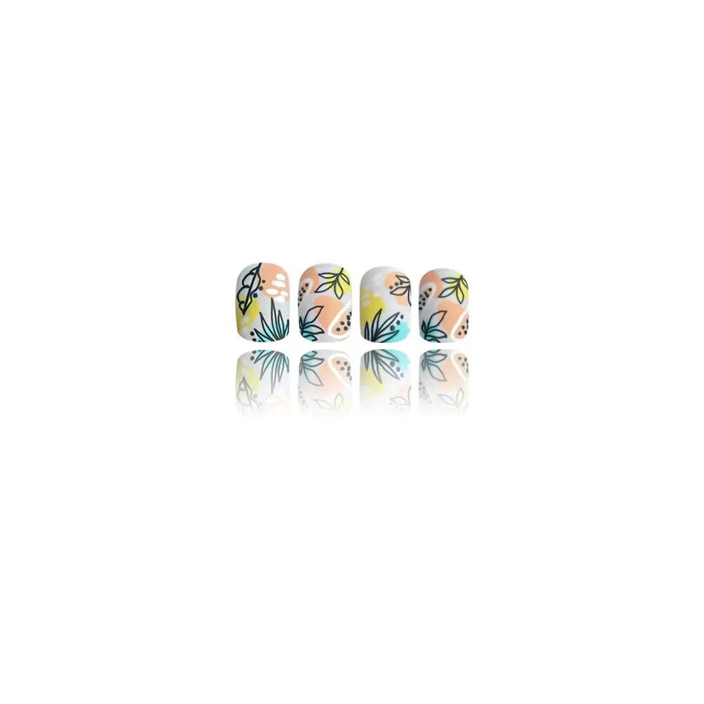 Nail art set with floral accents and creative design Kalsten