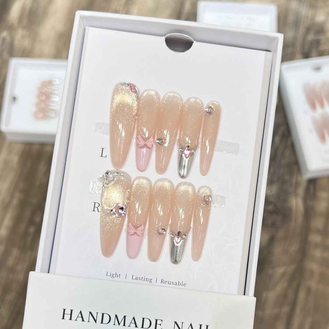 Handmade Press-On Nail Set with Decorative Accents Kalsten