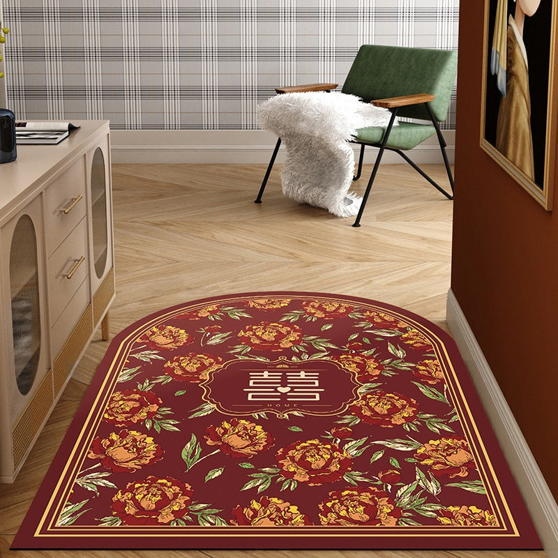 Half-Round Rose Patterned Entryway Mat