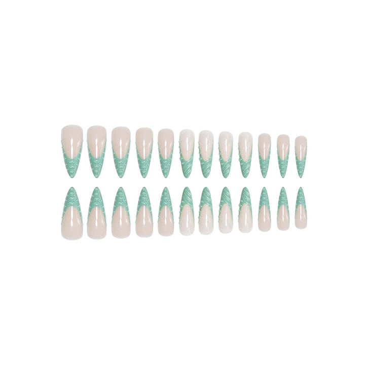 Extravagant Stiletto Press-On Nails with Artistic Shell Design Kalsten