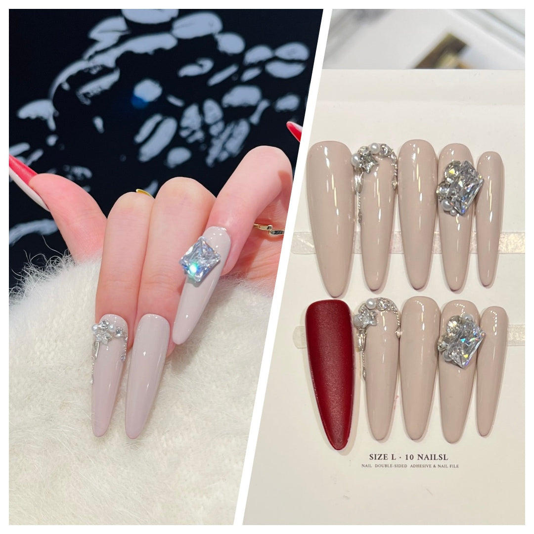 Artistic Stiletto Press-On Nail Set with Charming Patterns Kalsten