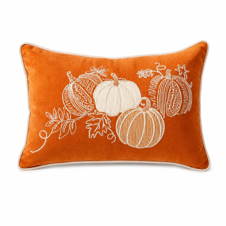 Embroidered Autumn Pumpkin Decorative Throw Pillow