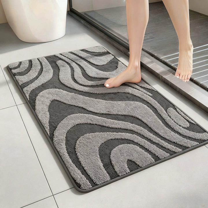 Abstract Wave Design Bath Mat Kalsten