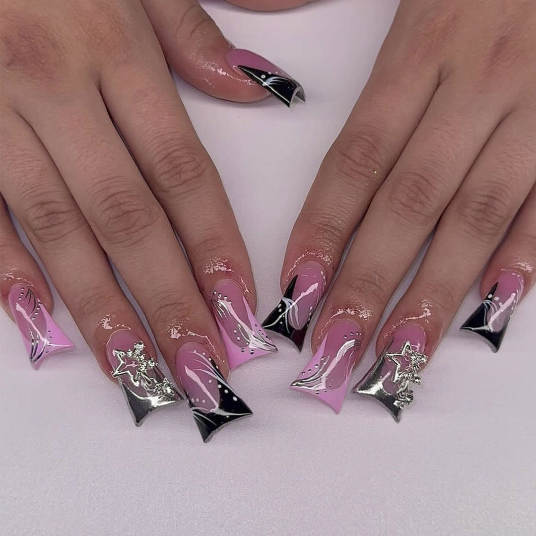 Stiletto Acrylic Nail Art Extensions with Modern Design Kalsten