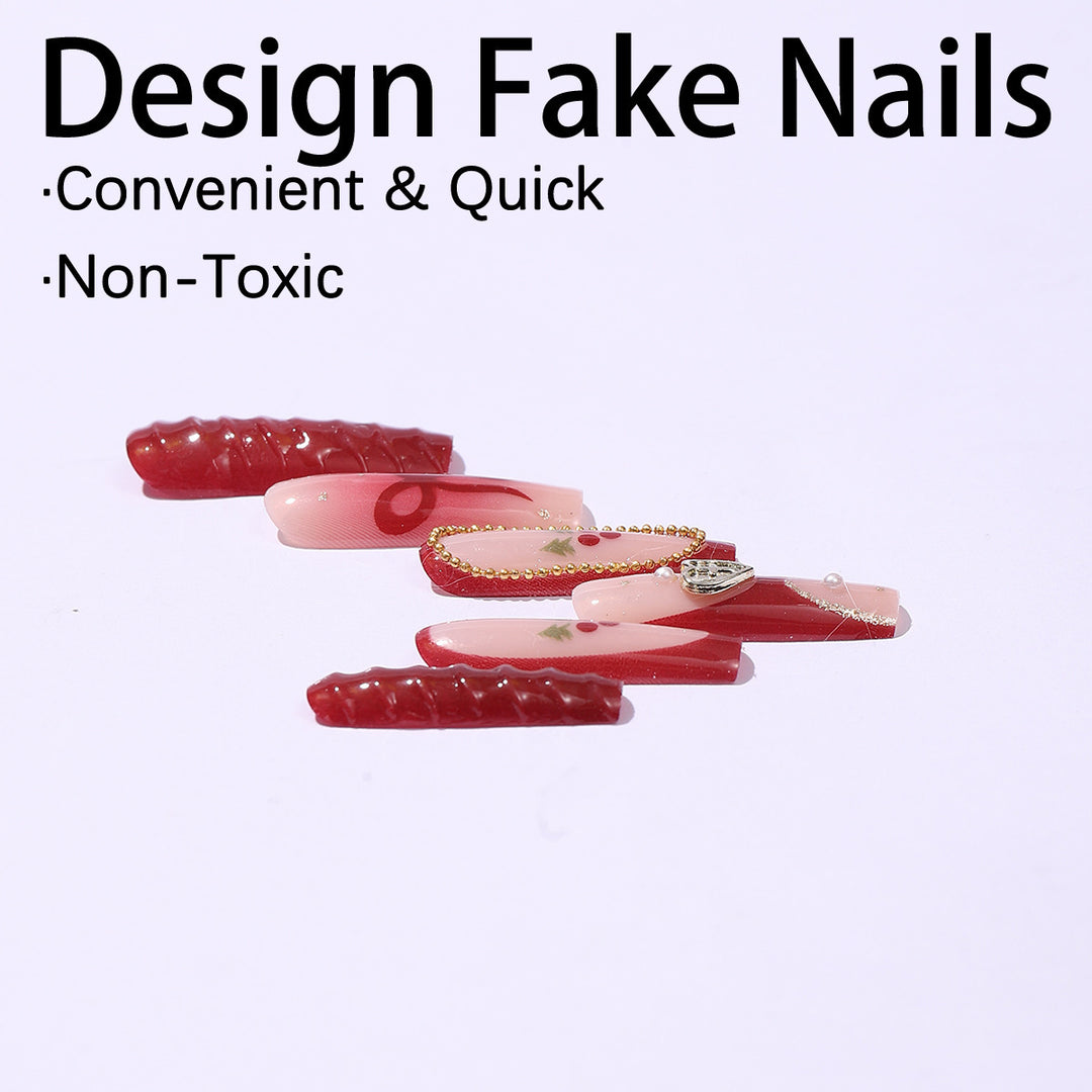 Artificial nail set with festive accents and glitter embellishments Kalsten