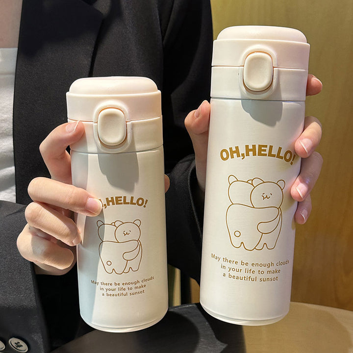Ladies Insulated Drinking Bottle with Cute Animal Design and Practical Flip Top Kalsten