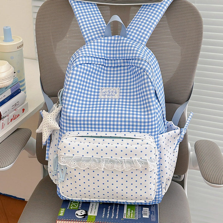 Stylish Gingham Pattern Backpack Kalsten