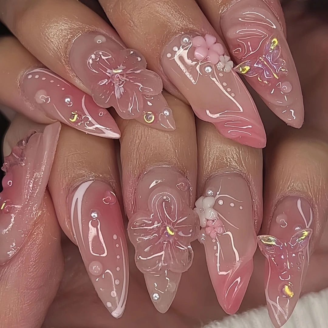 Artistic Infused Floral Press-On Nail Set Kalsten