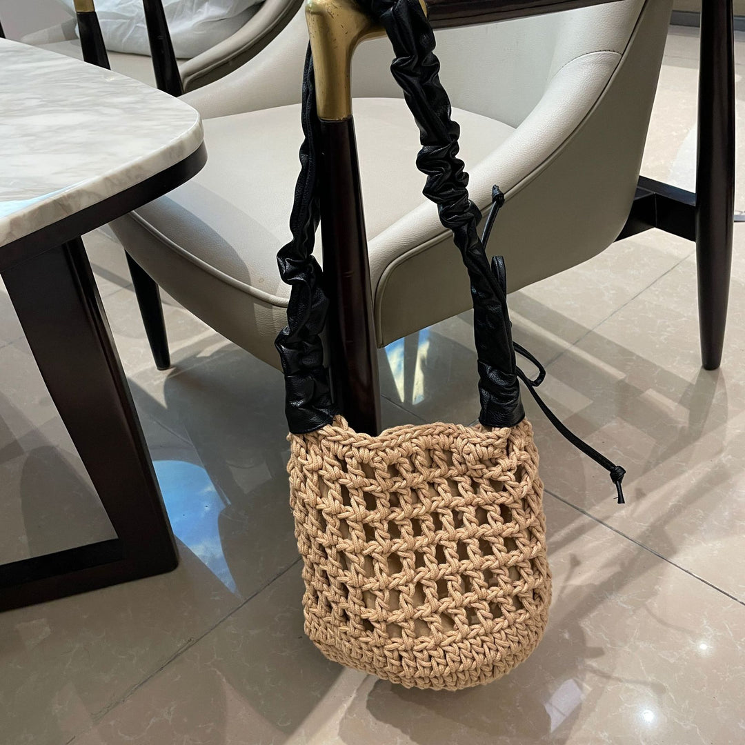 Hand-knotted tote bag with leather accents Kalsten