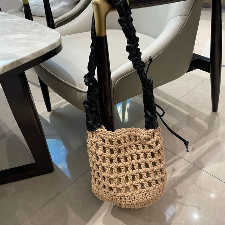 Hand-knotted tote bag with leather accents Kalsten