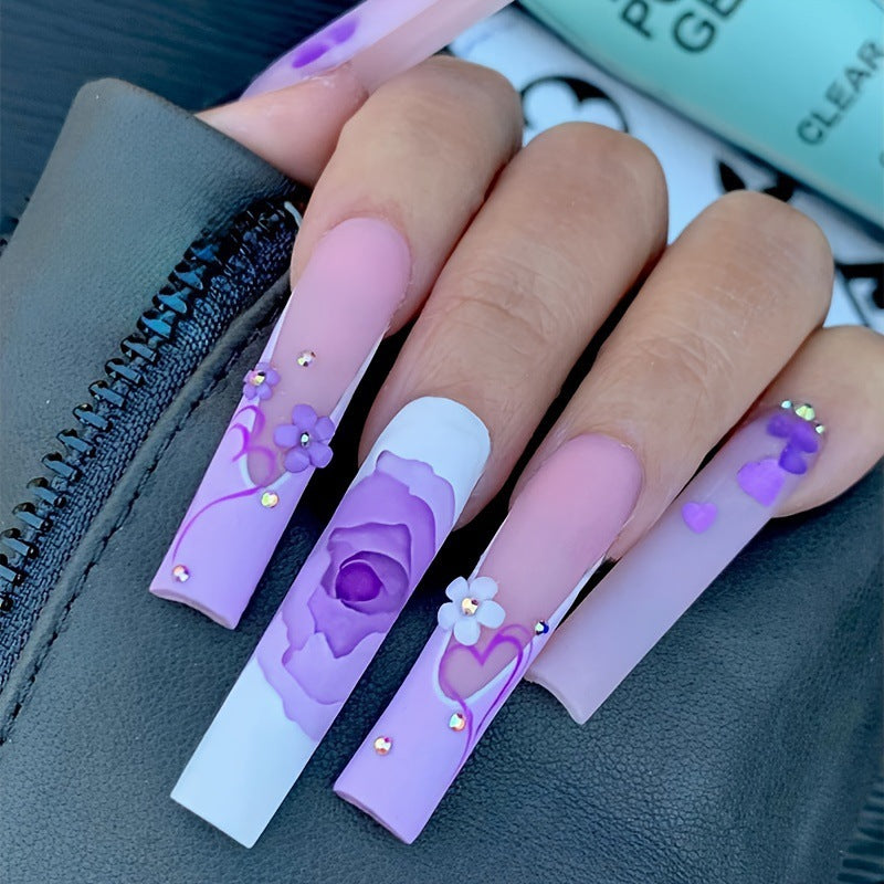 Artificial Nail Set with Floral Patterns Kalsten