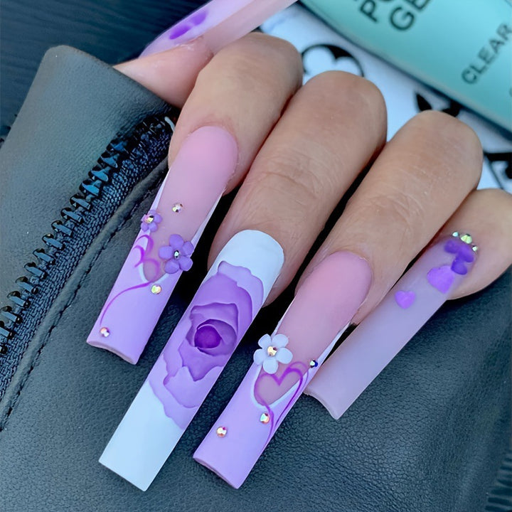 Artificial Nail Set with Floral Patterns Kalsten
