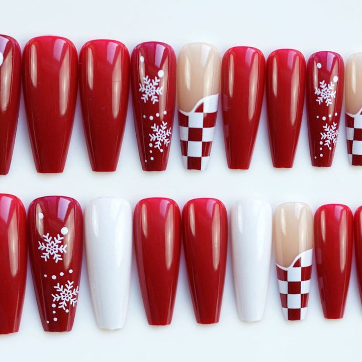 Festive Long Stiletto Press-On Nail Art