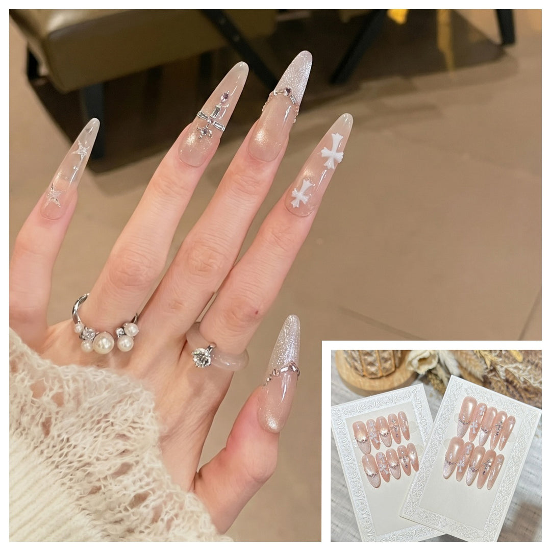 Artistic Stiletto Press-On Nail Set with Charming Patterns Kalsten