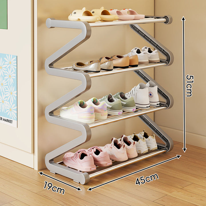 Compact Zigzag Multi-Tier Vertical Shoe Storage Rack