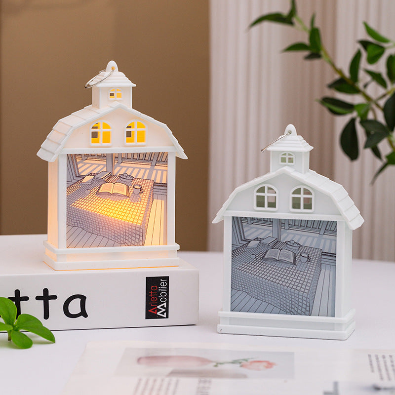Decorative LED house lantern