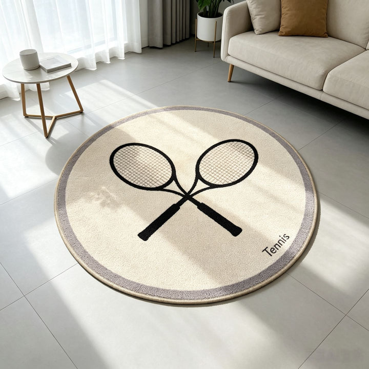 Tennis-Themed Round Area Rug