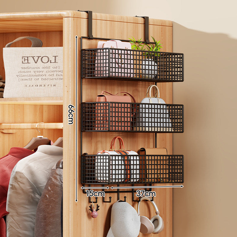 Over-the-Door Multi-Tier Metal Grid Hanging Storage Organizer