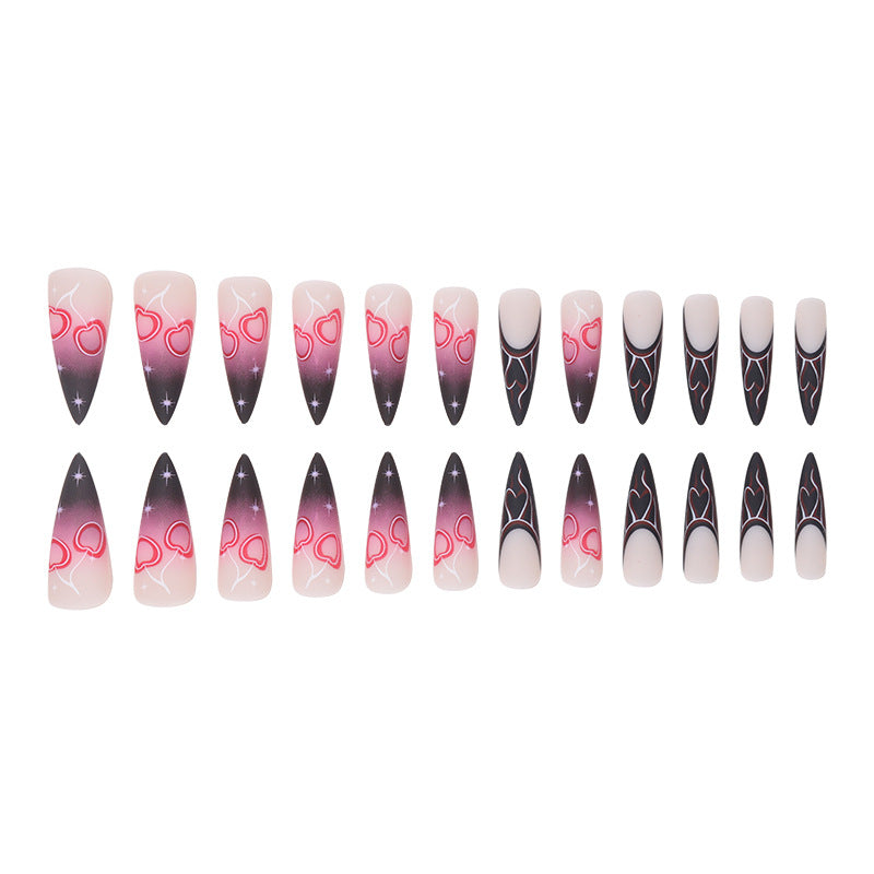 Stiletto Nail Art Extensions with Heart Design Kalsten
