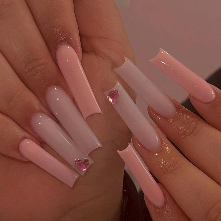 Press-On Nail Extensions with Heart Accents Kalsten