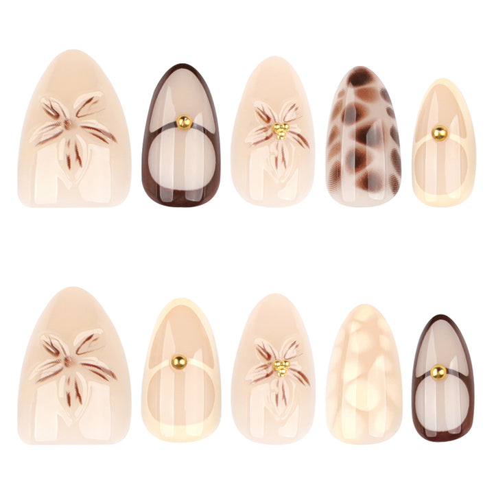 Artful Nail Extensions with Floral and Glitter Details Kalsten