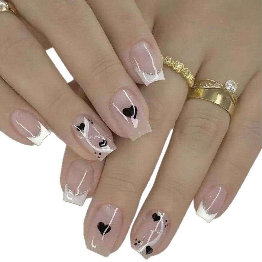 Elegant Heart-Design Press-On Nail Set Kalsten