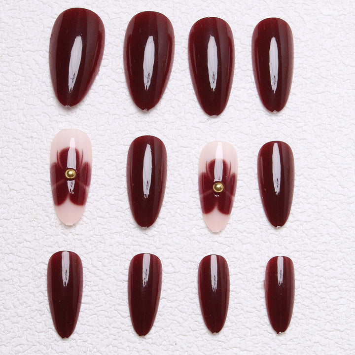 Glamorous Floral Accent Press-On Nails Kalsten