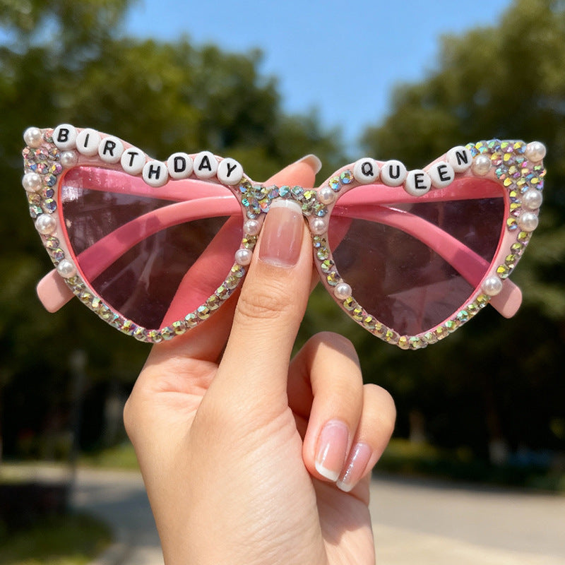 Decorative Rhinestone-Embellished Heart Sunglasses Kalsten