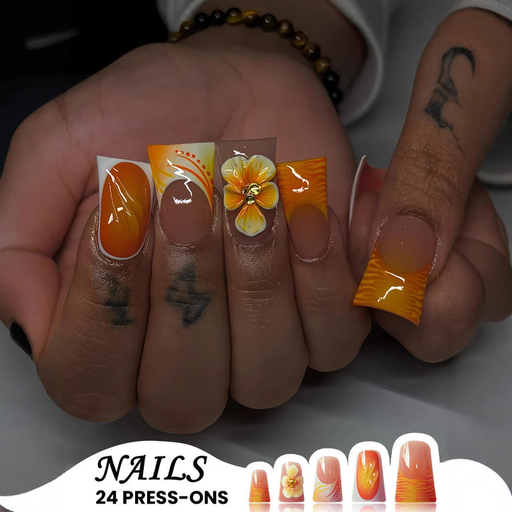 Floral Decorated Press-On Nails Kalsten