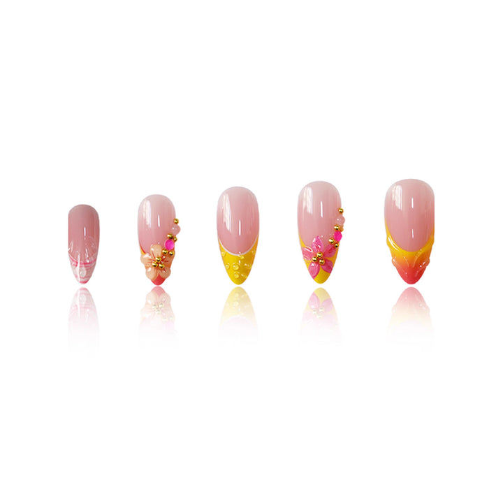 Artistic Floral Accent Press-On Nail Set Kalsten
