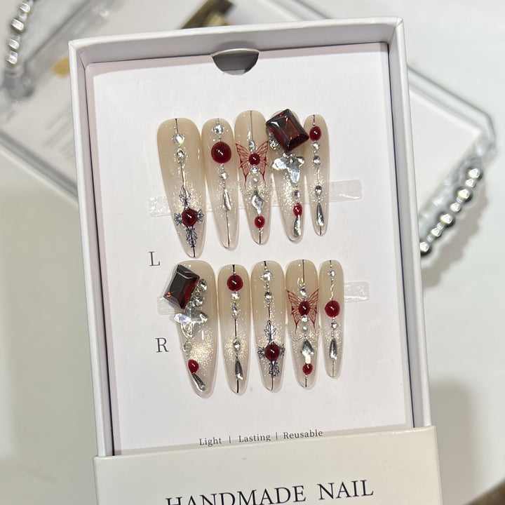 Artistic Floral Embellished Press-On Nail Set Kalsten