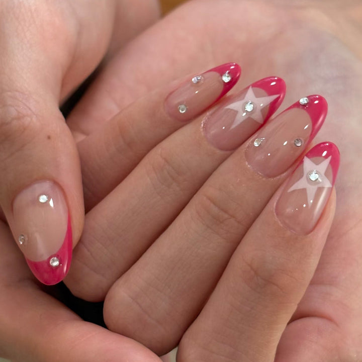 Decorative Press-On Nail Tips with Rhinestone Accents Kalsten