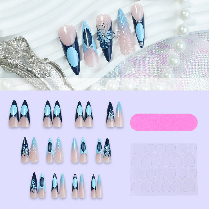 Decorative Press-On Nail Art Set with Elegant Ombre and Floral Designs kalsten