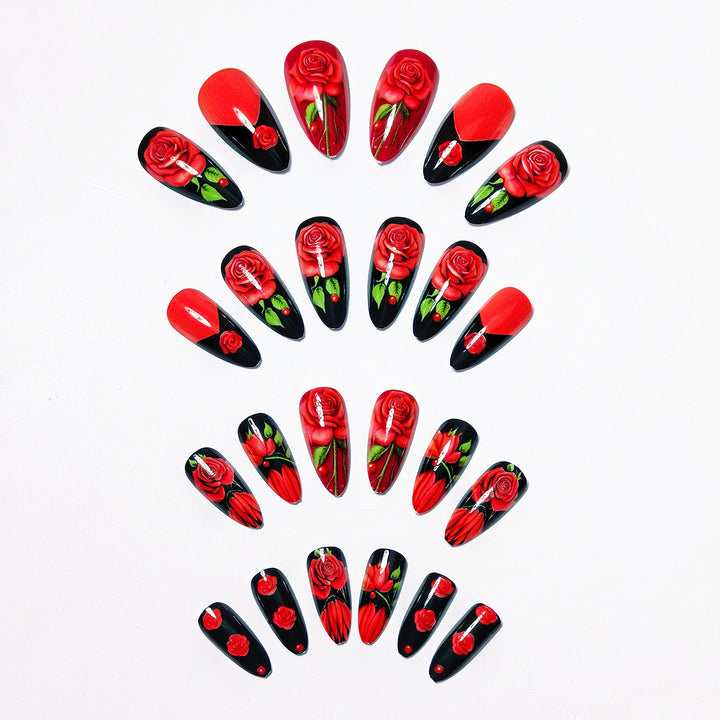 Artifical nails with floral rose designs Kalsten