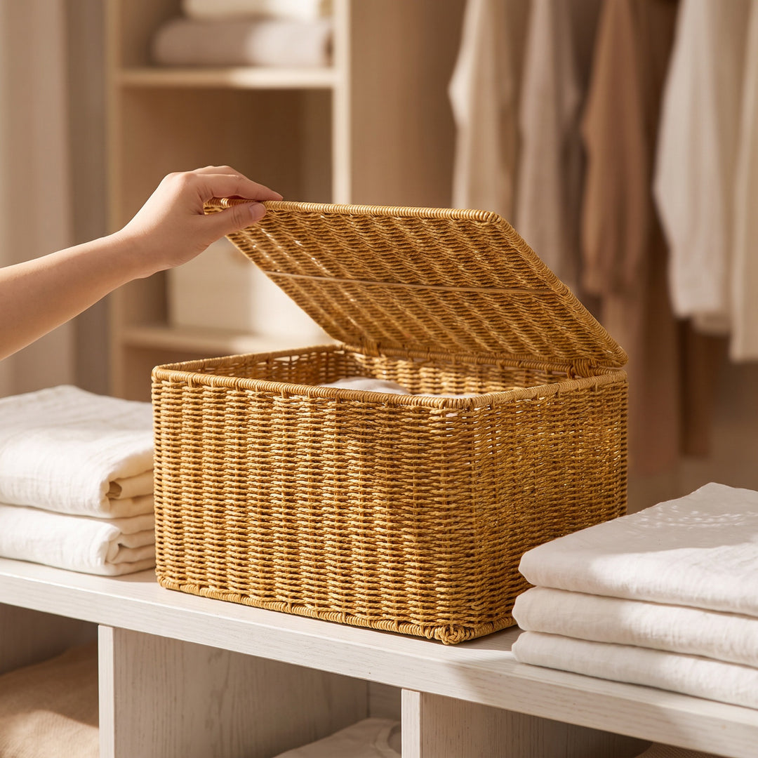 Woven Storage Chest with Lid Kalsten