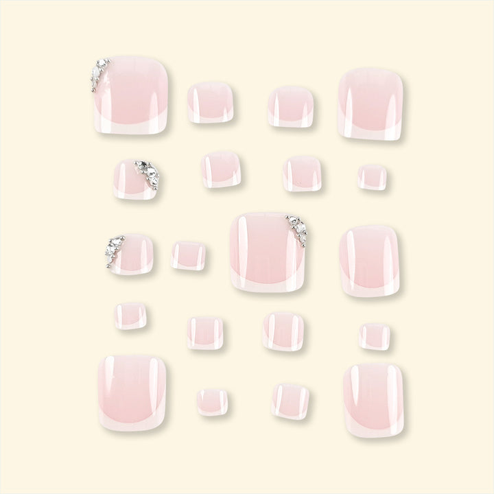 Artificial nail set with elegant French manicure and glitter accents Kalsten