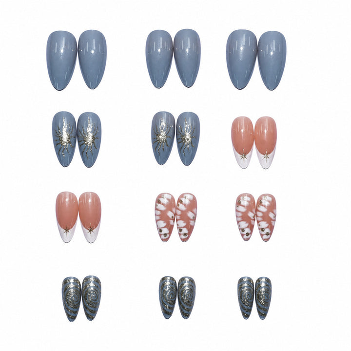Elegant Premium Artificial Nails with Floral and Glitter Designs Kalsten