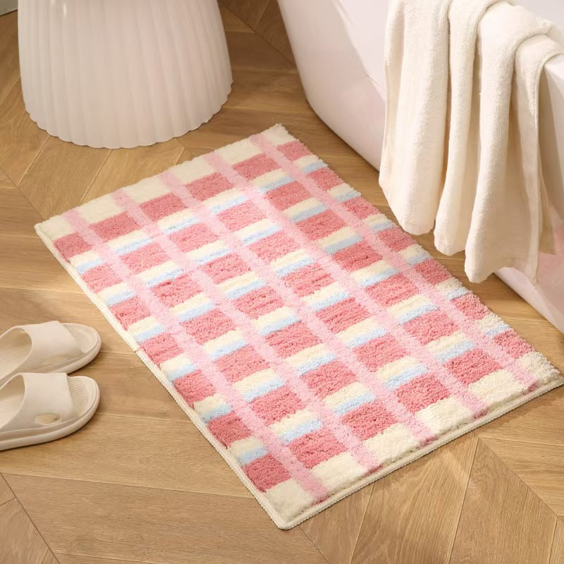 Geometric Textured Plush Bath Mat Kalsten