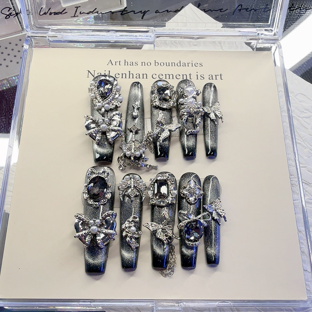 Glamorous Rhinestone-Embellished Nail Art Set