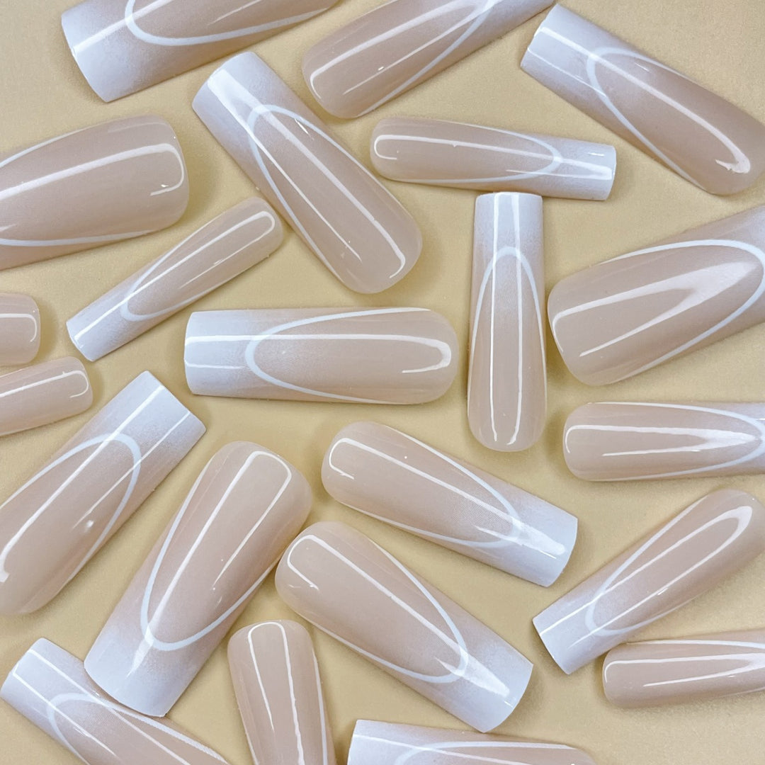 Elegant French Tip Long Nail Extensions Kalsten