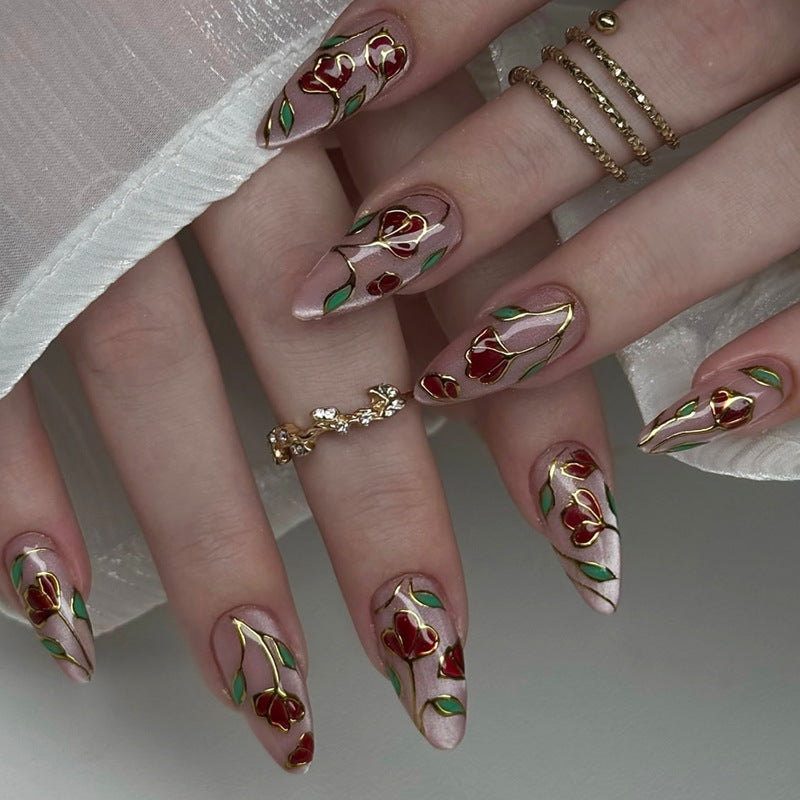 Floral Design Press-On Nails Kalsten