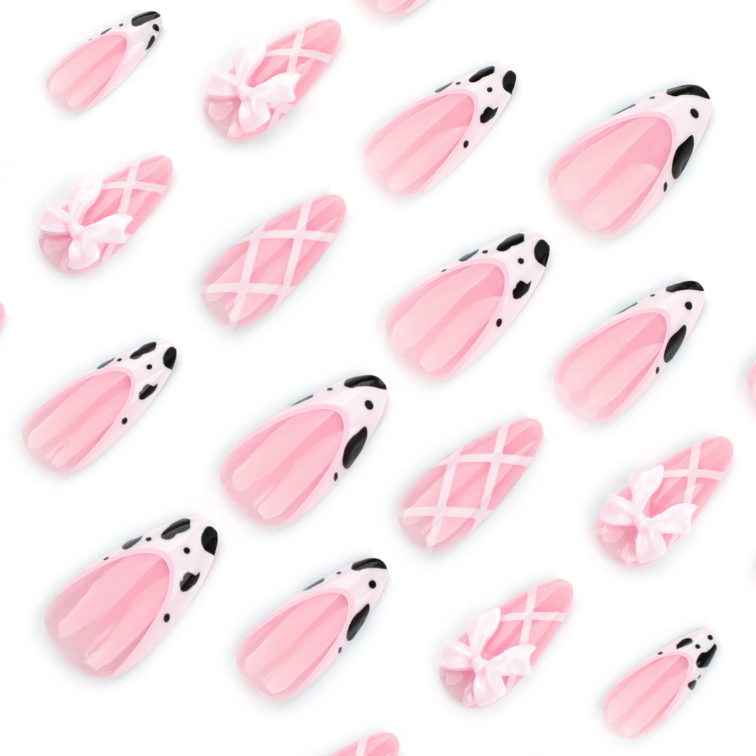 Artistic Nail Extensions with Fine Bow Patterns Kalsten