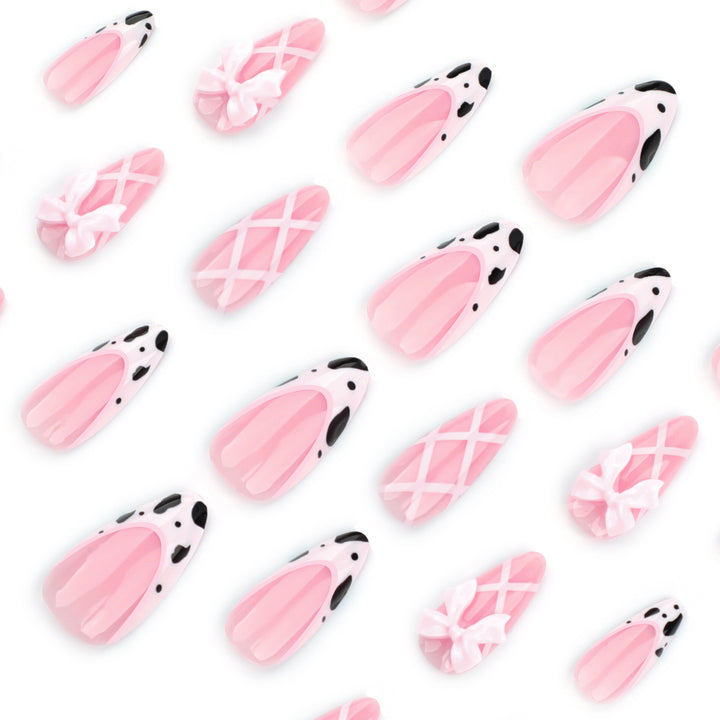 Artistic Nail Extensions with Fine Bow Patterns Kalsten