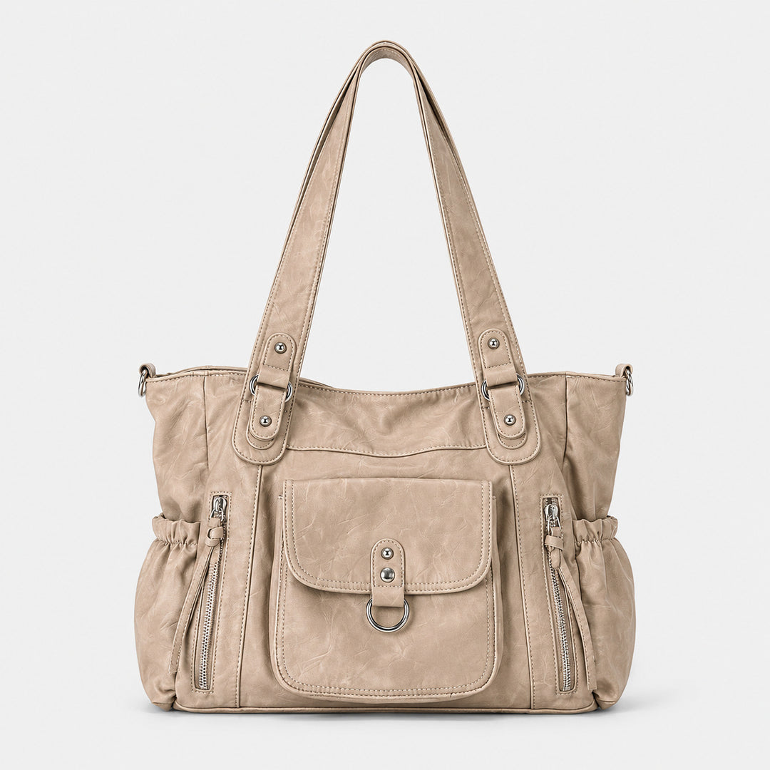 Spacious Multifunctional Leather Handbag