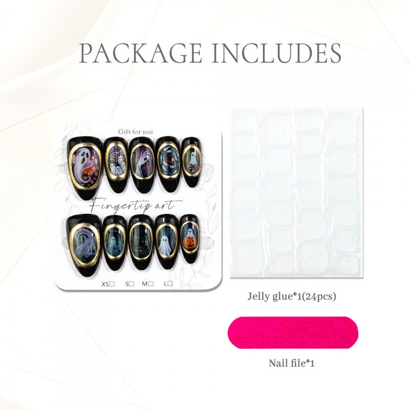 Artistic Halloween-Themed Press-On Nail Set 1790738841